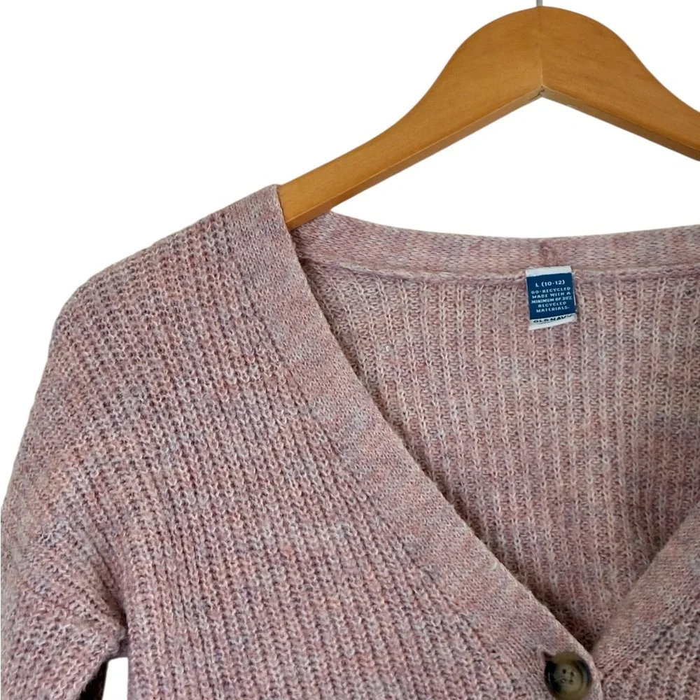 Old Navy | Pink knit wool blend cropped button front chunky cardigan